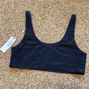 Frankies bikinis conner ribbed bikini top black large